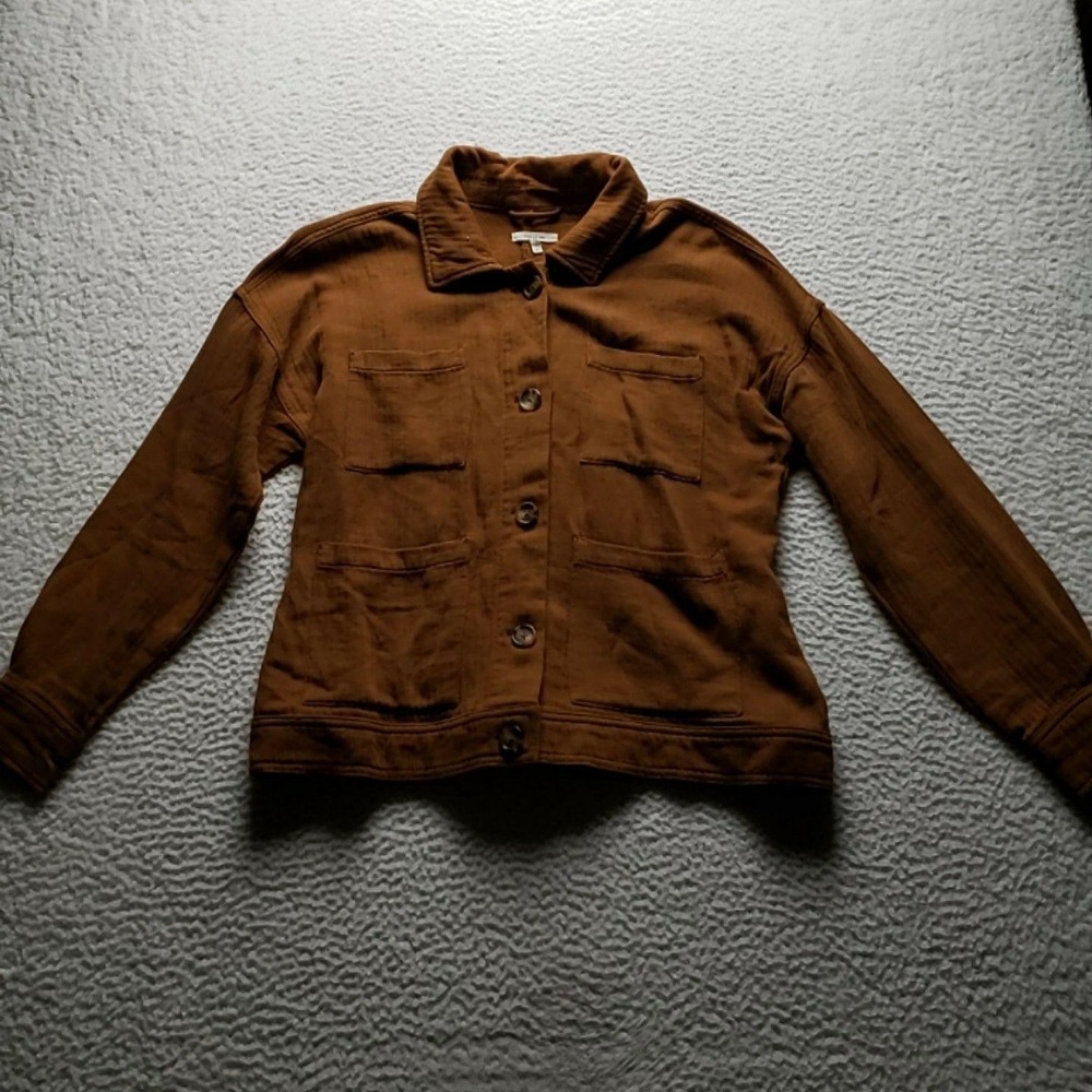 Maurices Jacket Womens Large Brown Cotton Twill Button Front Pockets Casual